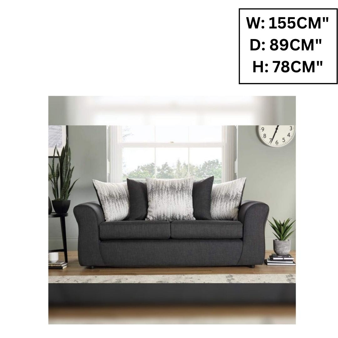 3 Seater Sofa:- Shreya Slate Fabric Sofa Set (Dark Grey)