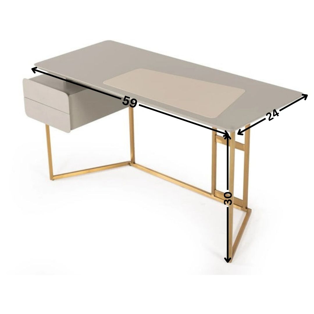 Office Desk: Modern Grey & Bronze Desk