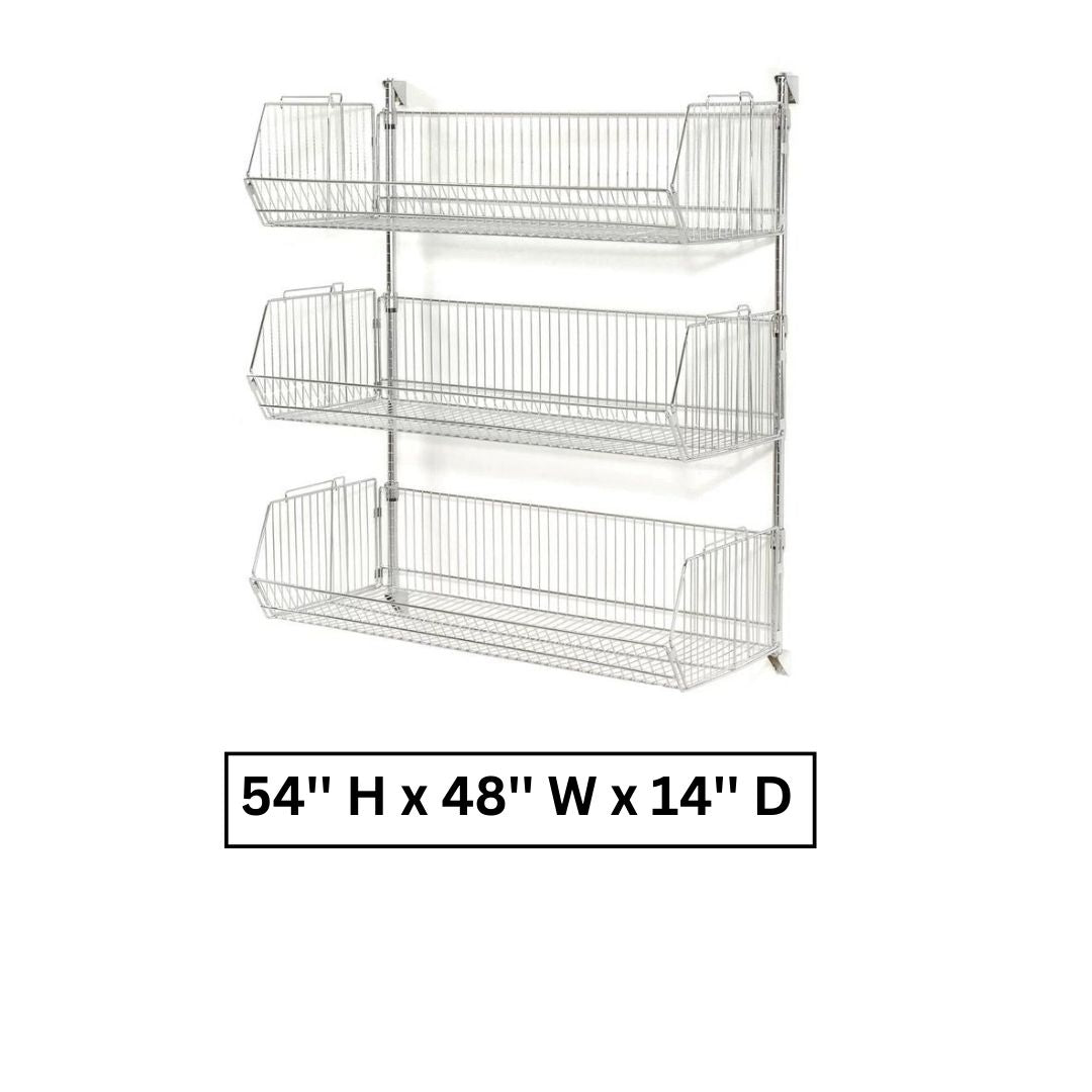 Kitchen Shelves: Lequine Wall Mount Basket 3 Shelf Shelving Unit