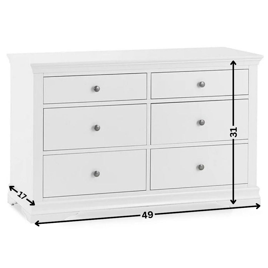 Chest of Drawers: White 6 Drawer Chest of Drawers