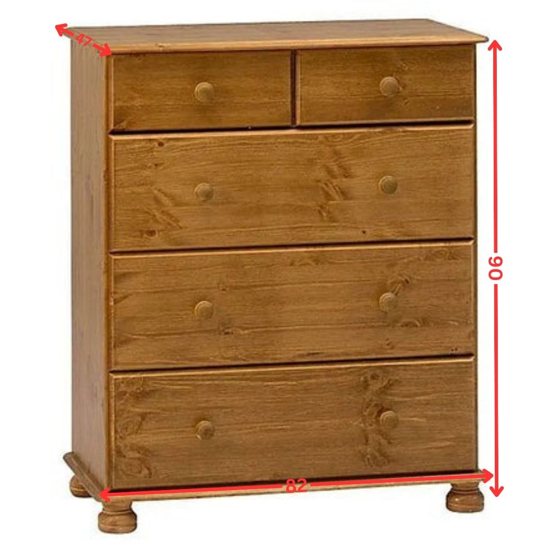 Chest of Drawers: Pine 5 Drawer