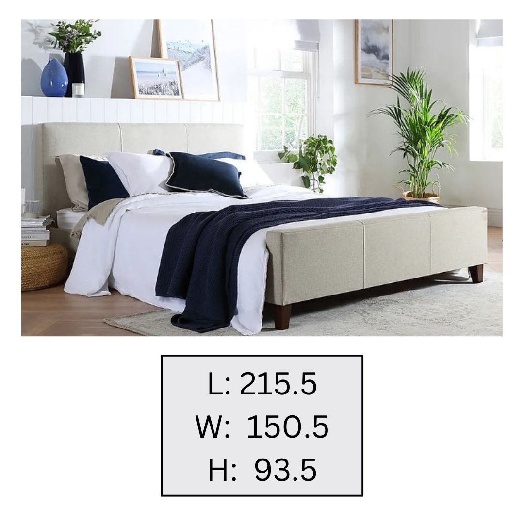 Double Bed: Oatmeal Fabric Double Bed