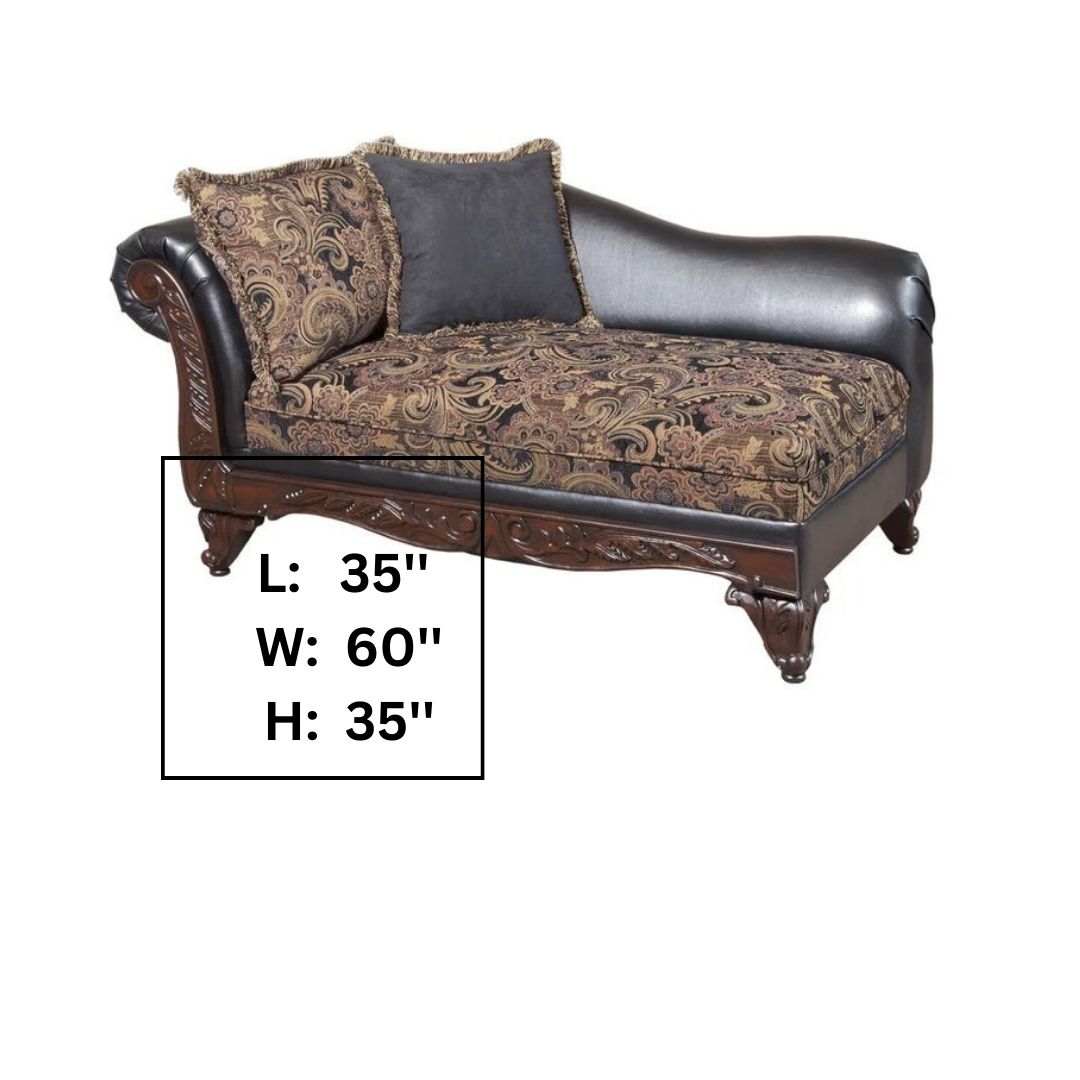 Chaise Lounge: Lemani Floral Left-Arm Chaise Rolled Arms Chaise Lounge