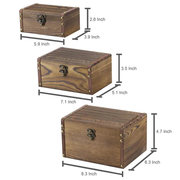 Wooden Box : Solid Wood Decorative Box (Set of 3)