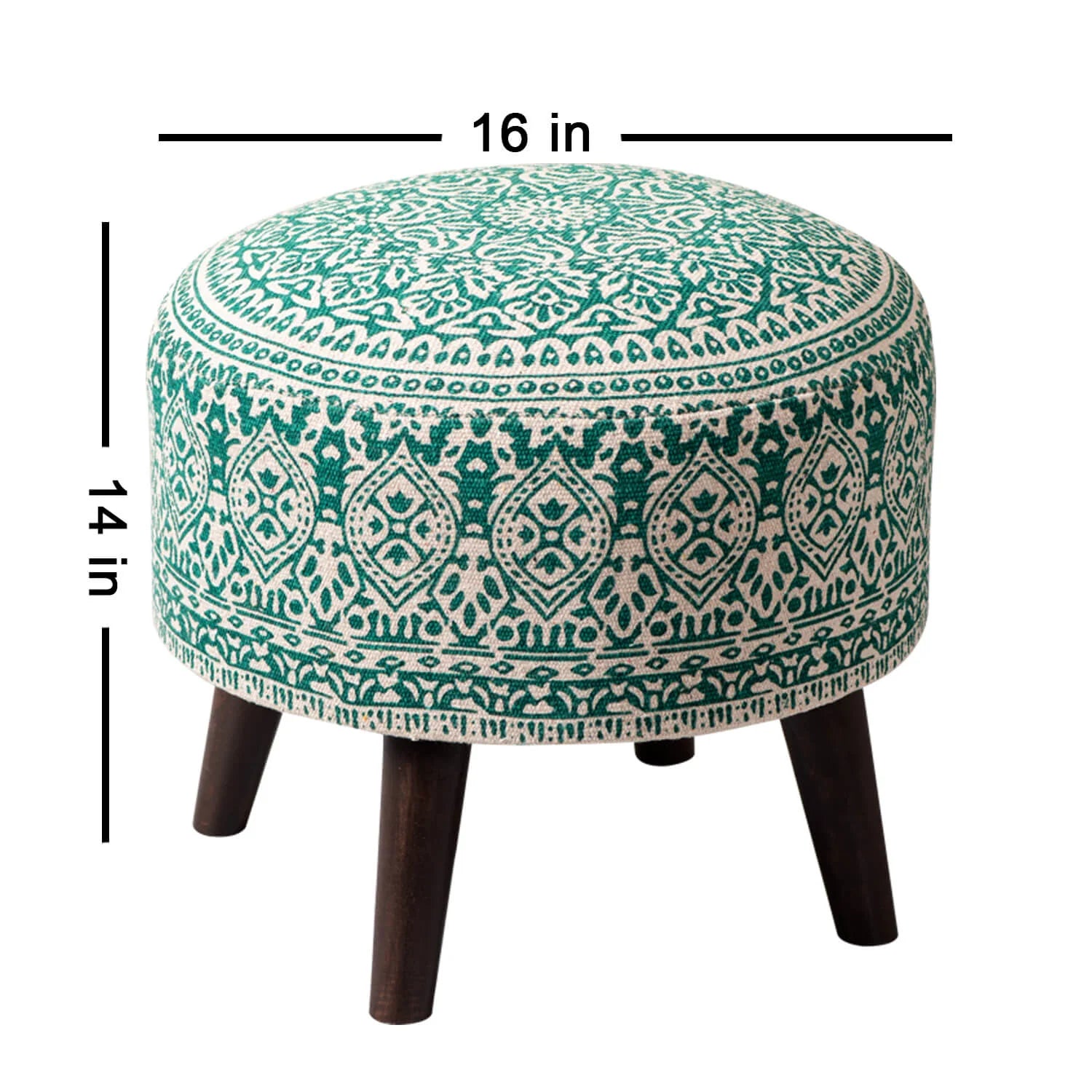 Wooden Ottomans: Classic Imprinted Ottoman (Green)