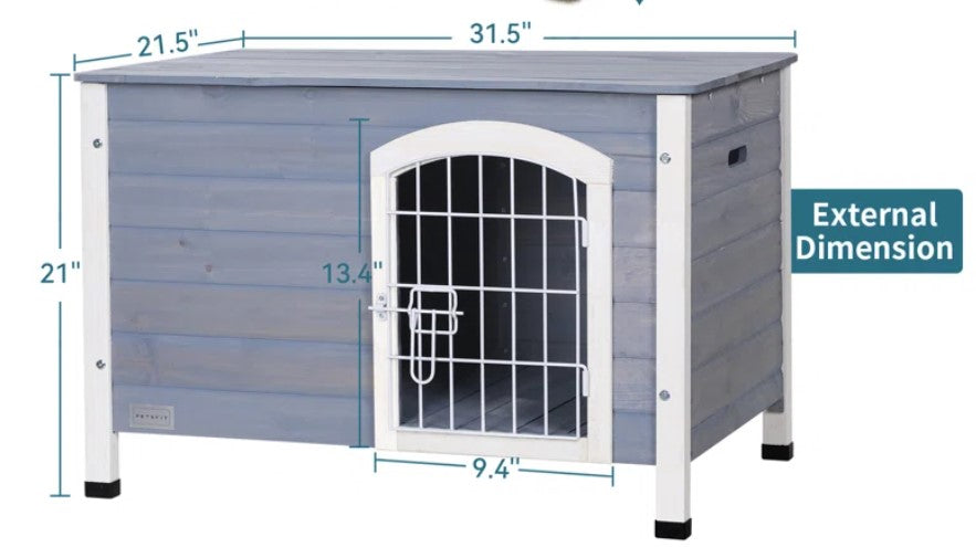 Dog House: Wood Dog Kennel Gray