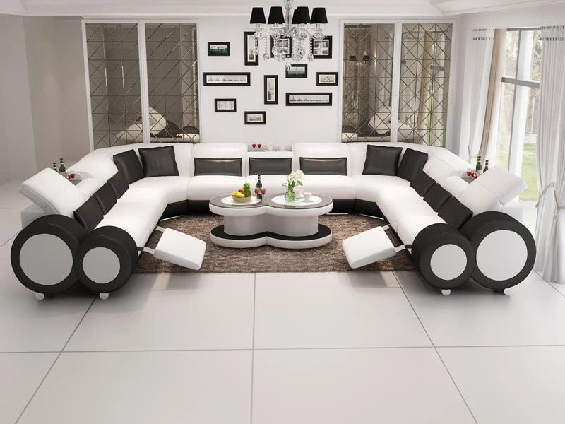 Designer Sofa Set:- U Shape Luxury Furniture Sofa Set, Brown & Cream! | GKW Retail