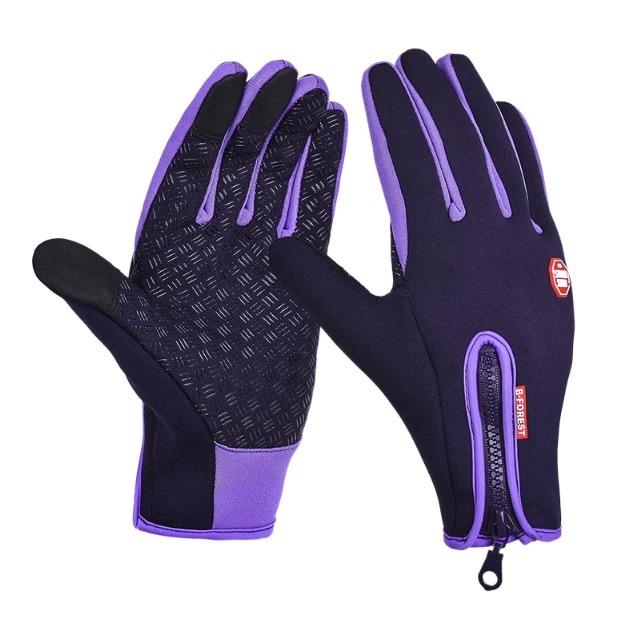 purple driving gloves