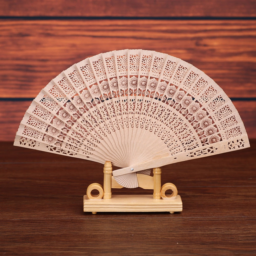 wooden folding hand fans