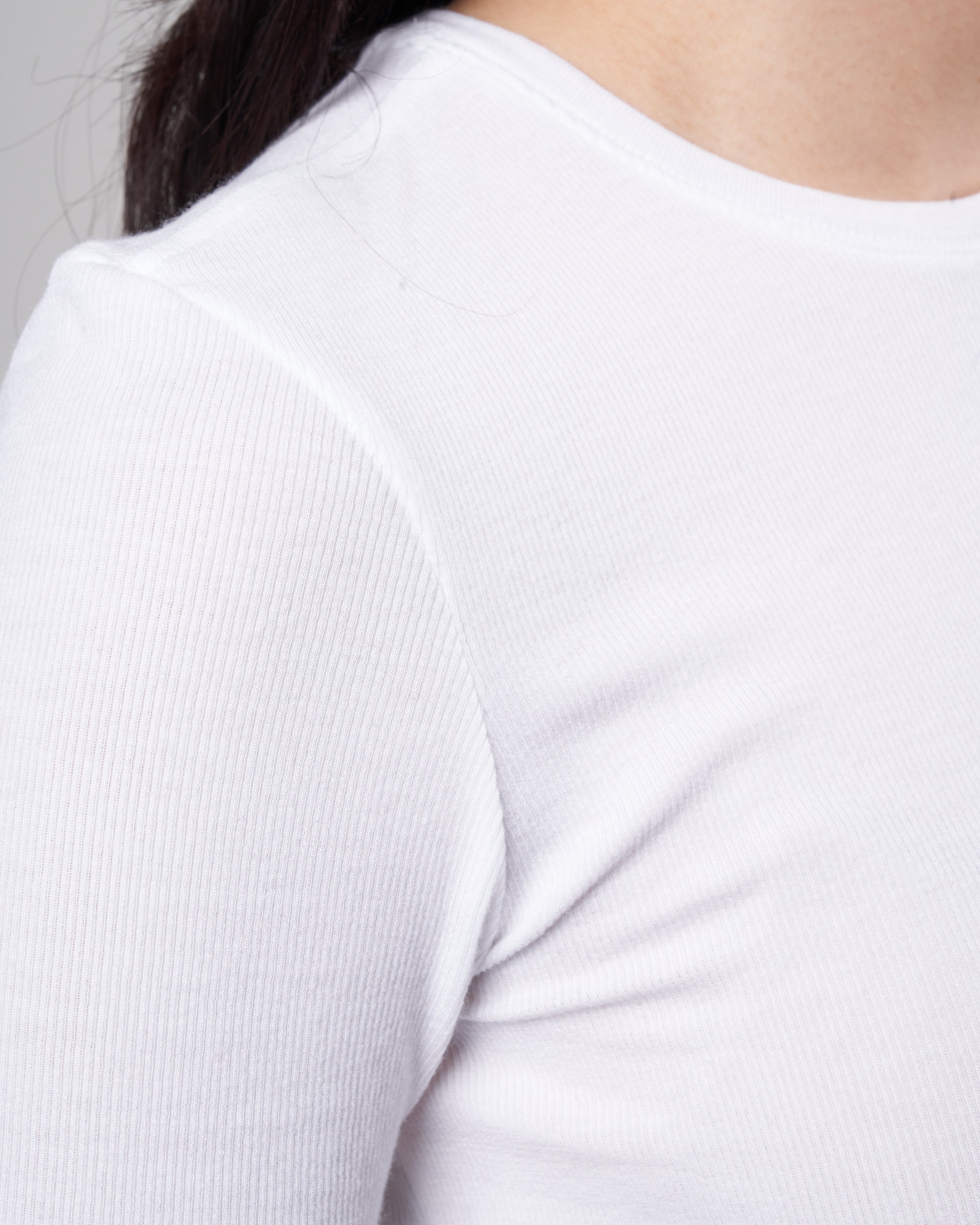 model rib long sleeve tee - white