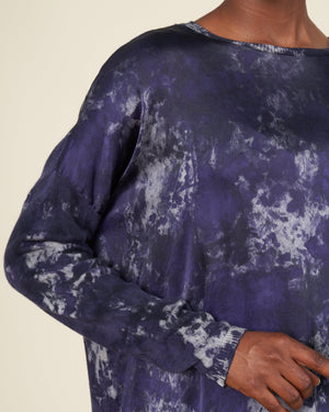 boreal boat neck oversize pullover with silk in front - prune