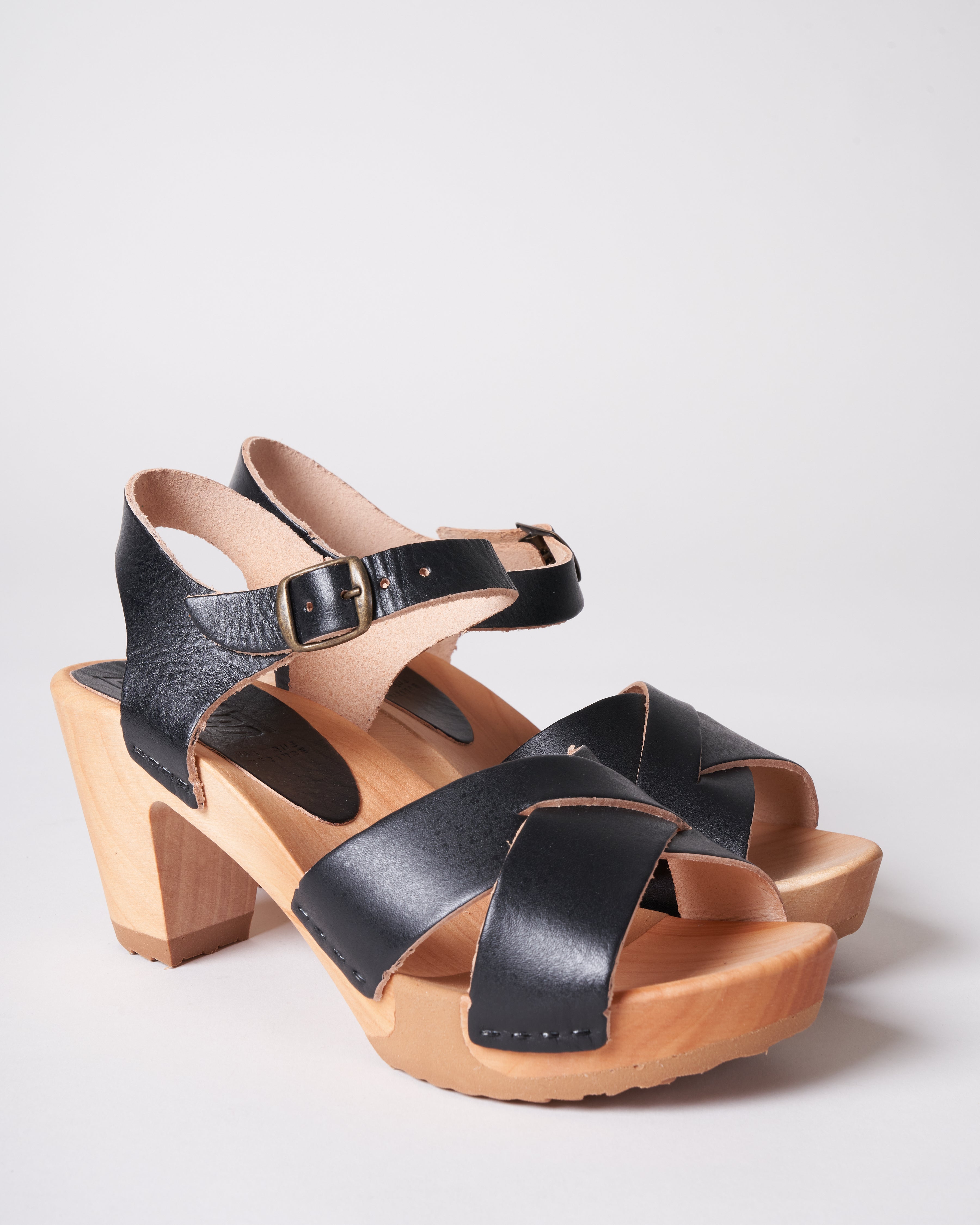 heeled clogs with strap