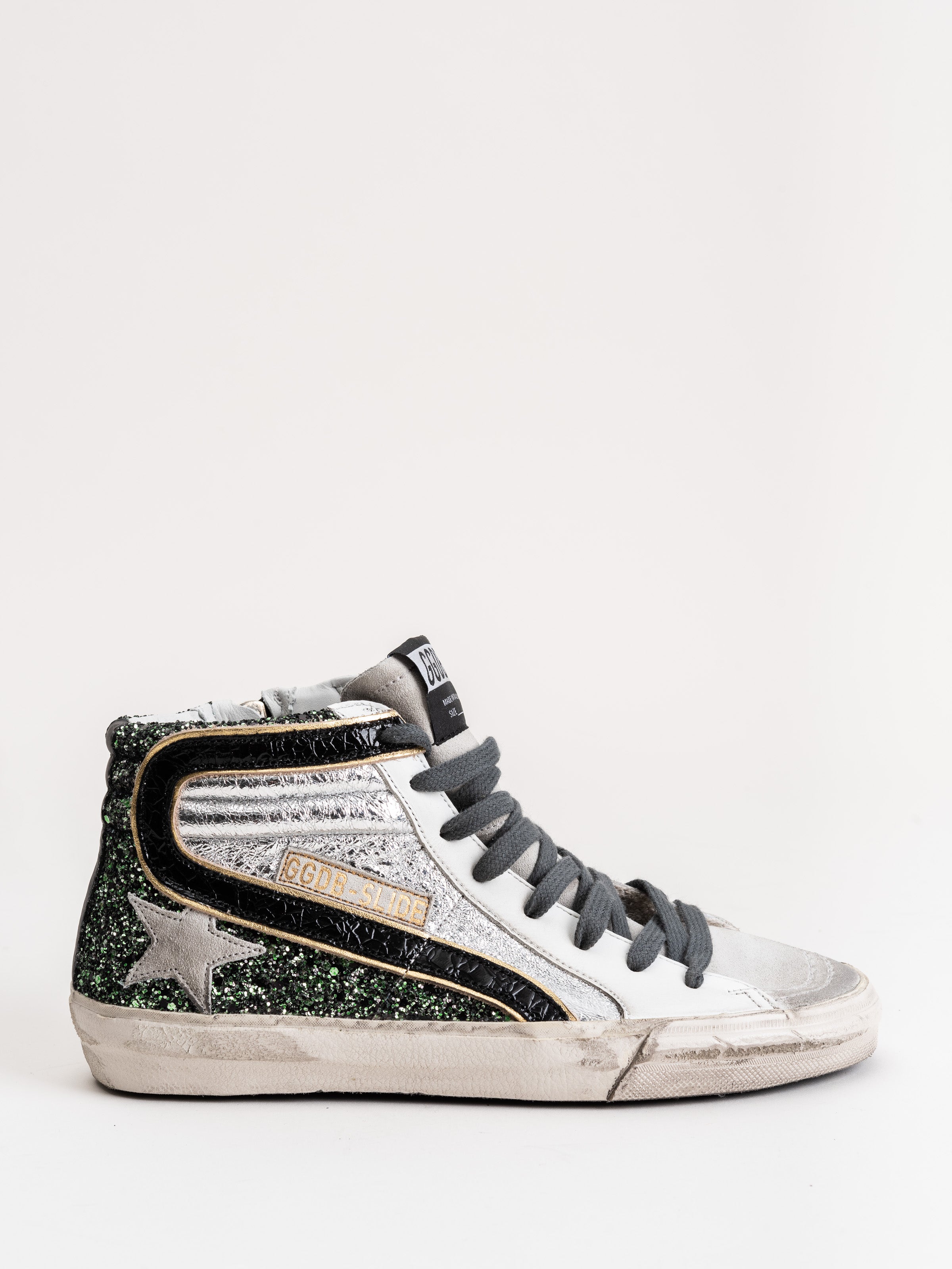 Golden Goose Sneakers Slide Half Silver Leather-Ice Star