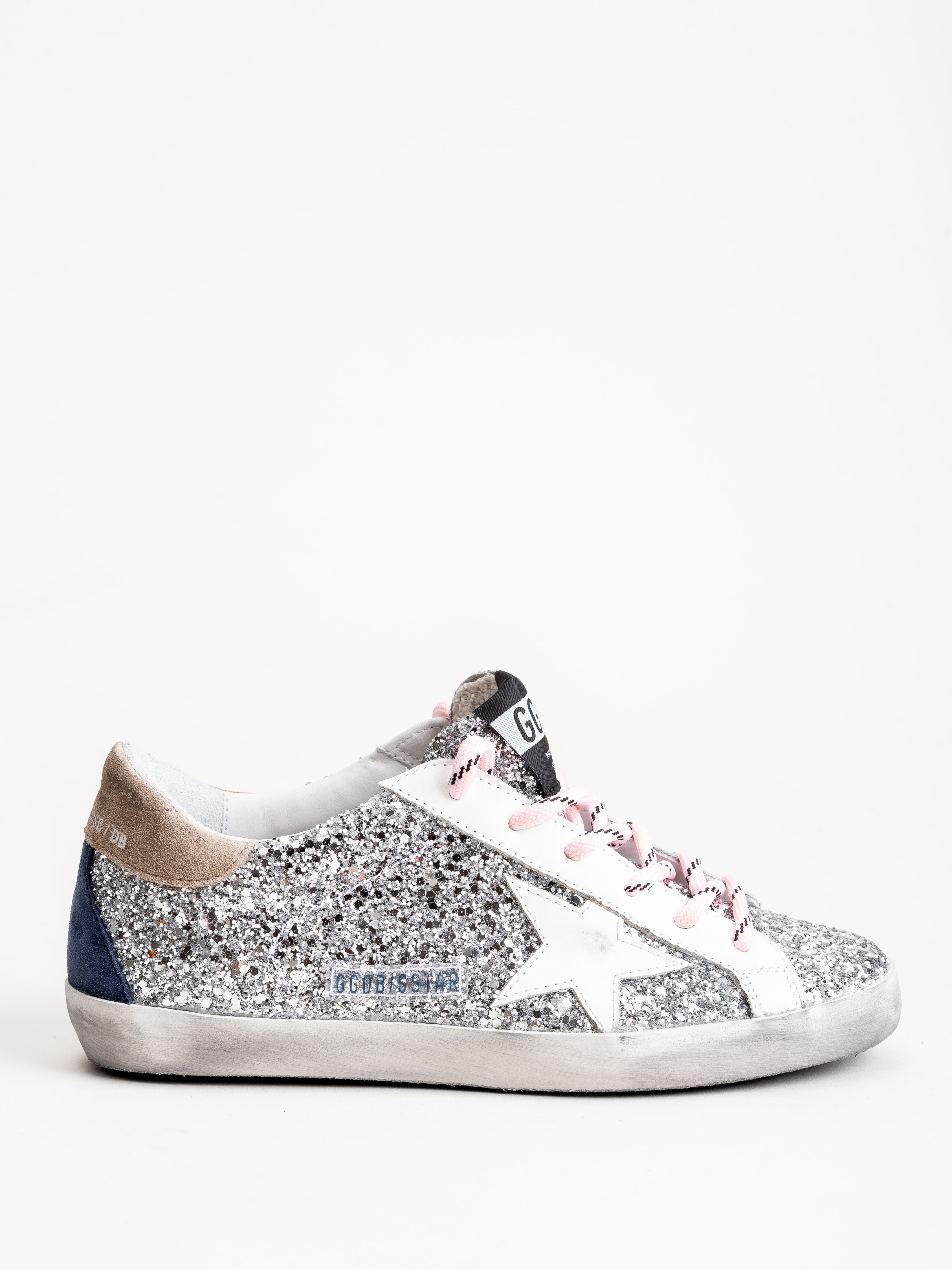 golden goose silver & white glitter superstar sneakers