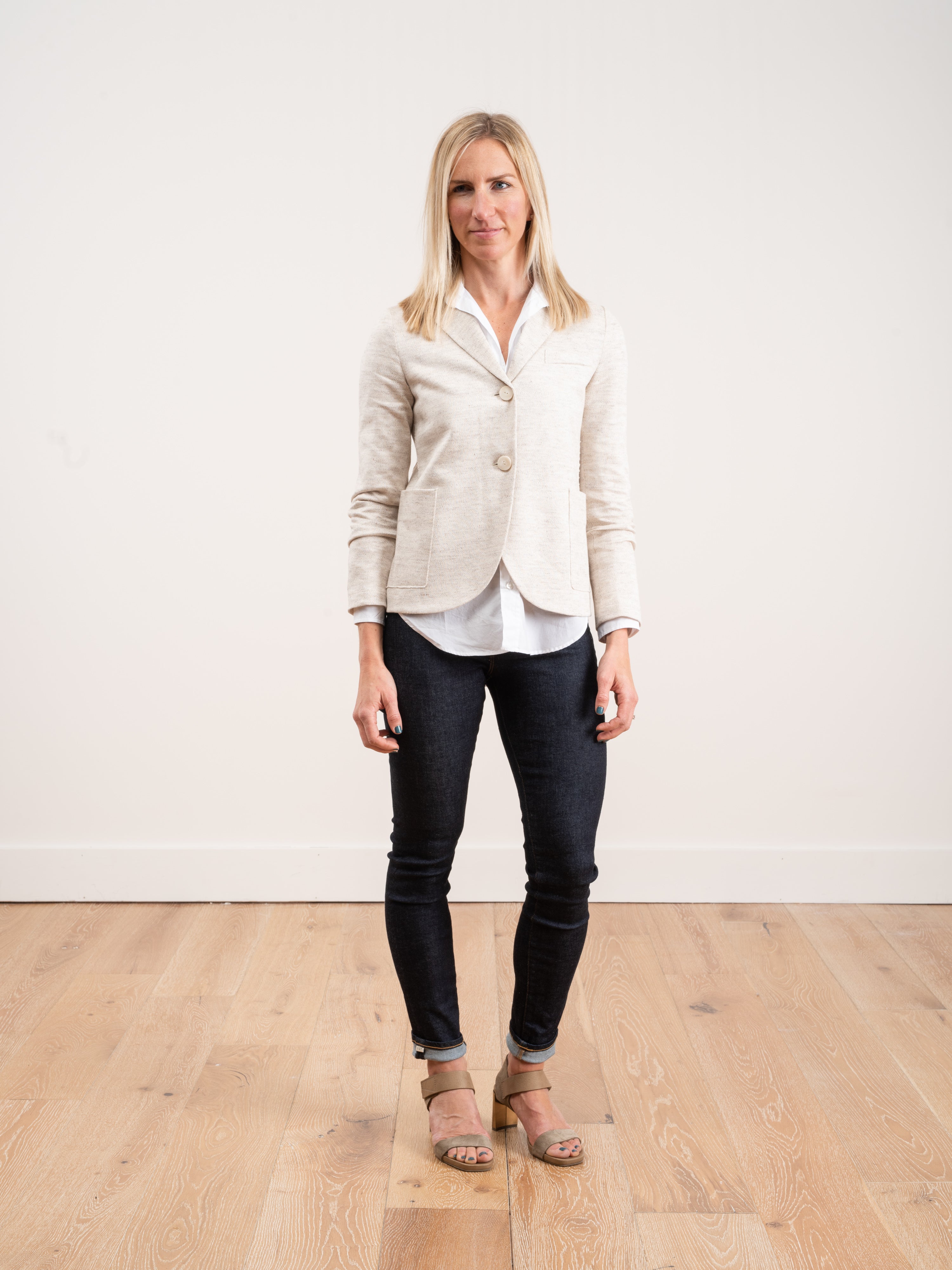 short white linen jacket