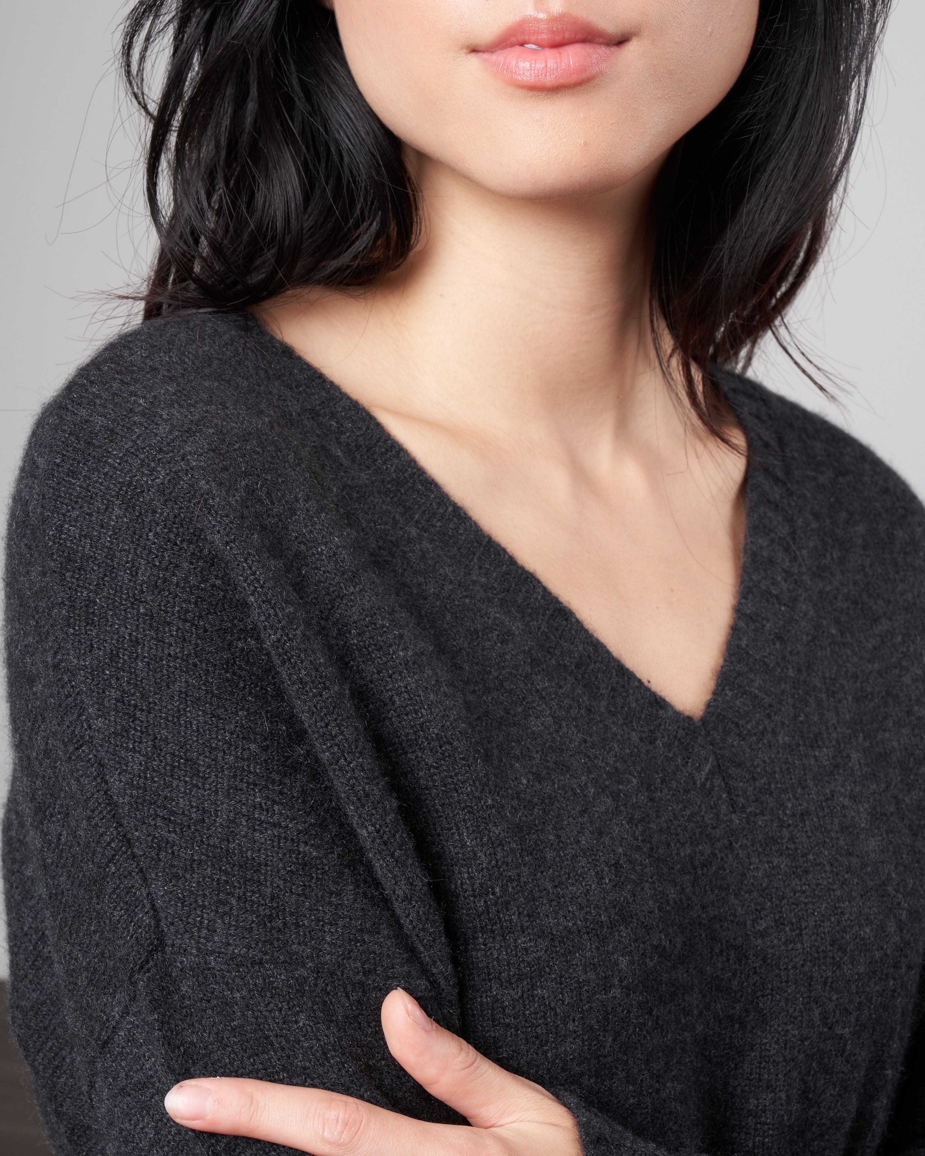 oversized v neck sweater - charcoal