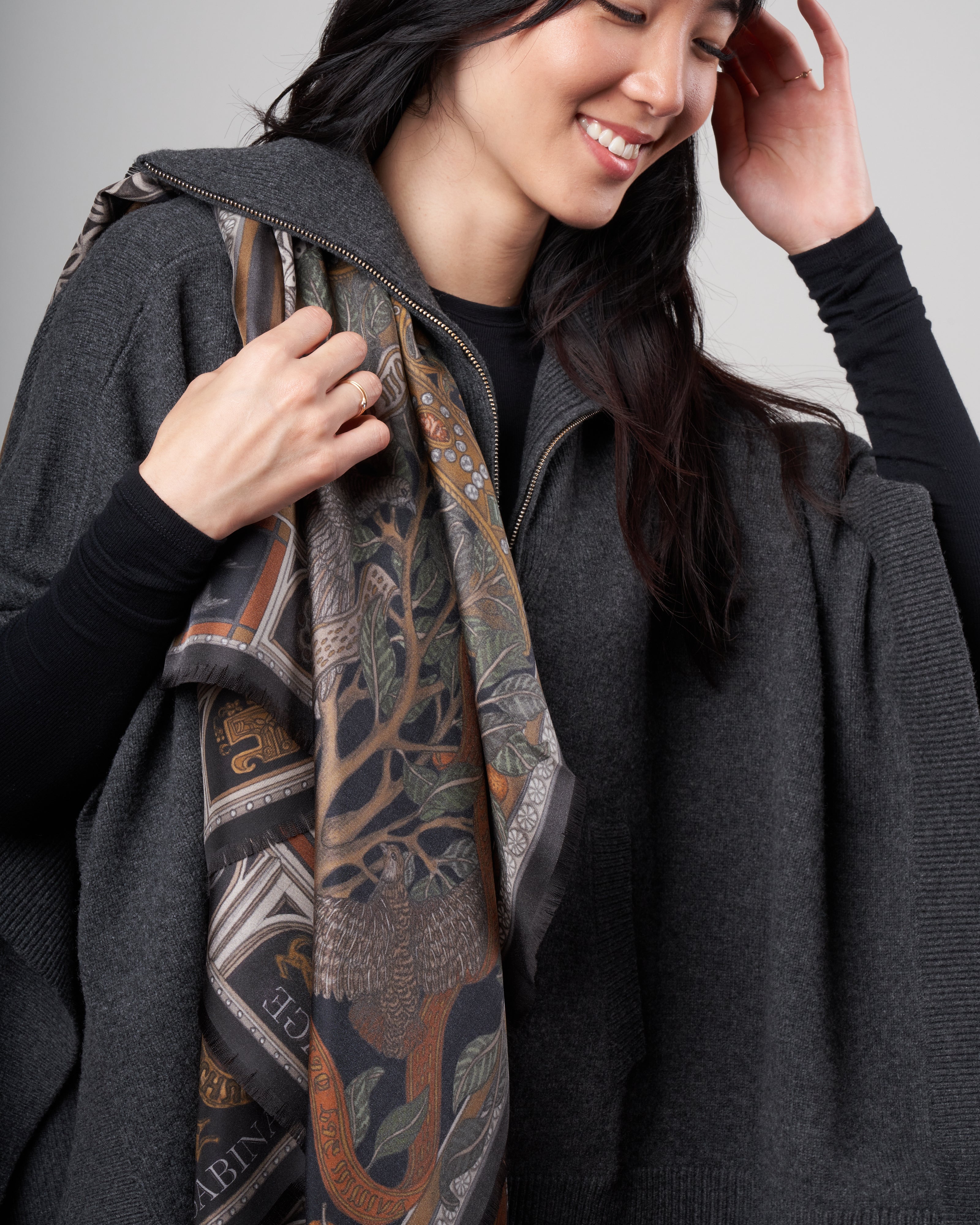 faithful lamb silk scarf - slate/fog