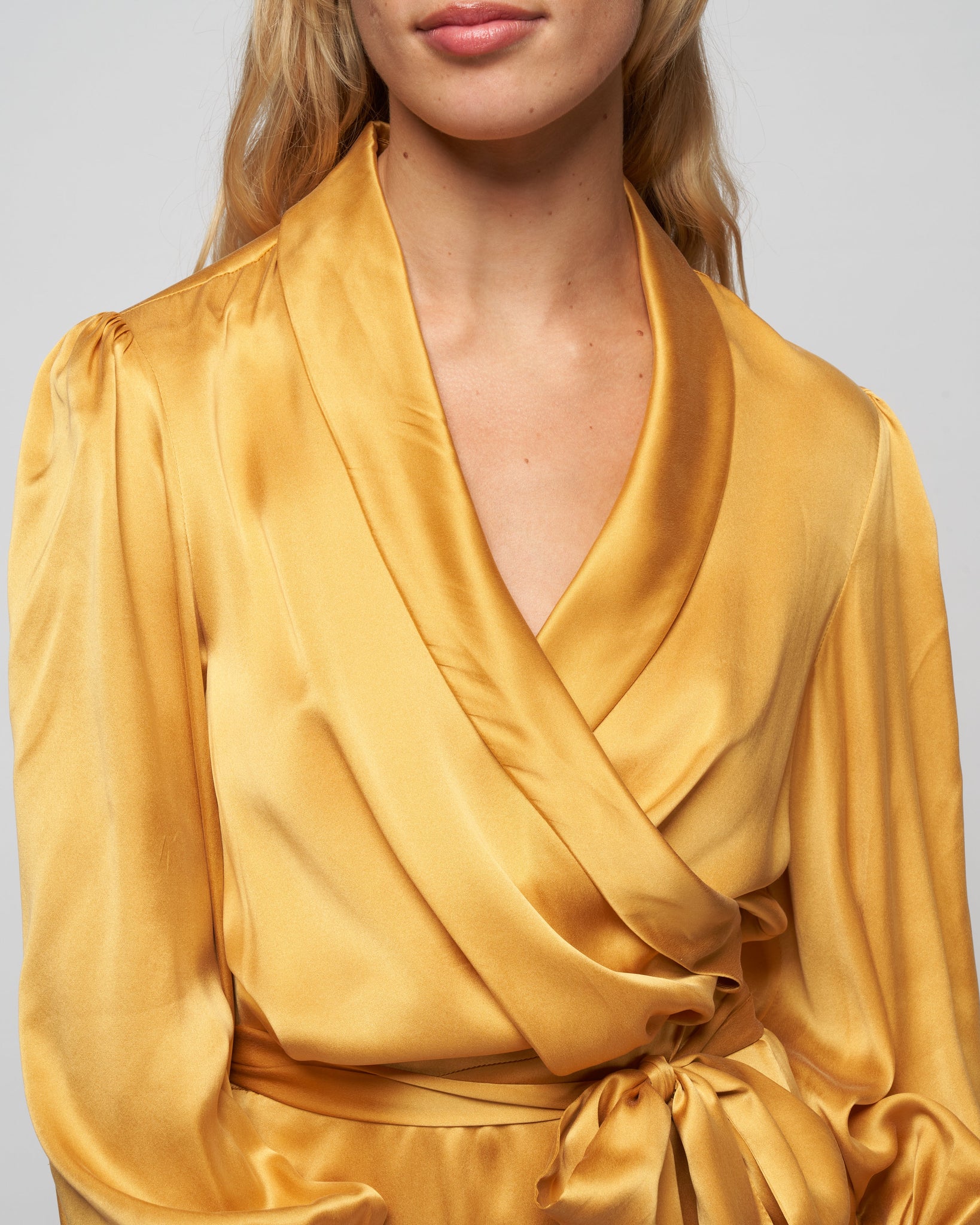 Zimmermann Silk Wrap Midi Dress Gold Scarpa 