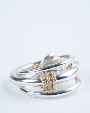 gemini silver with yellow gold pavé annulets - sg