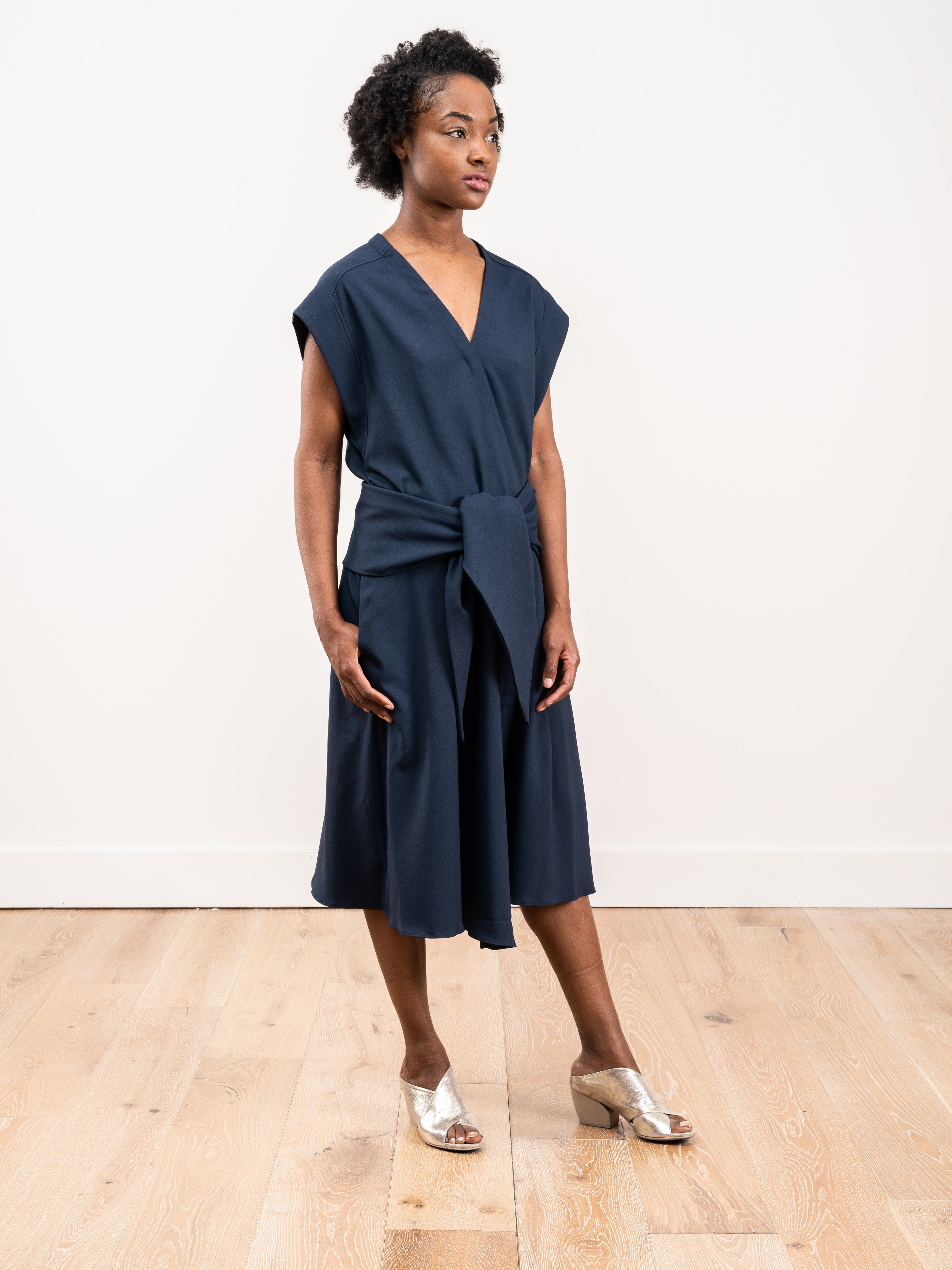 tibi wrap midi dress