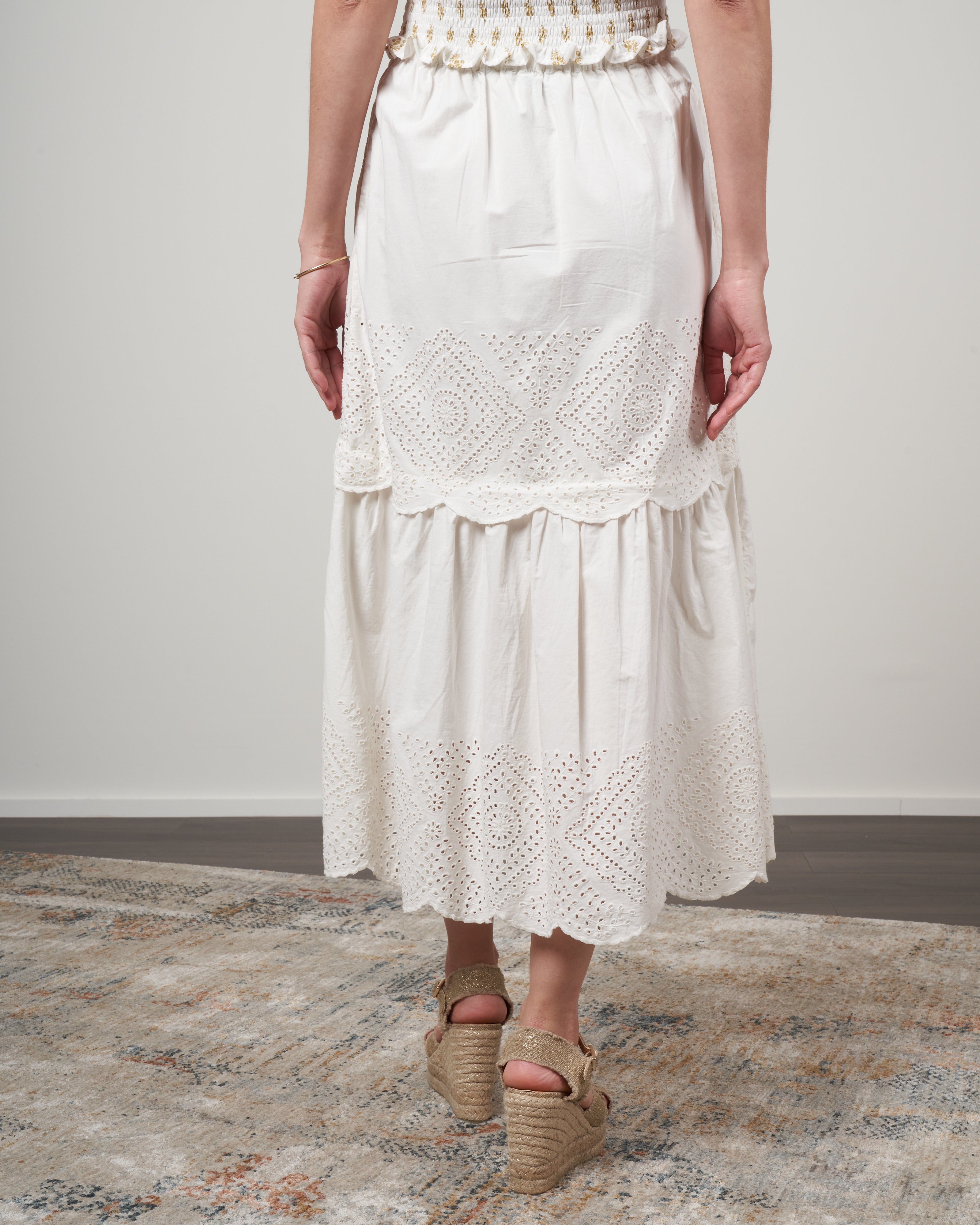 Sea Vienne Eyelet Tiered Skirt White – scarpa