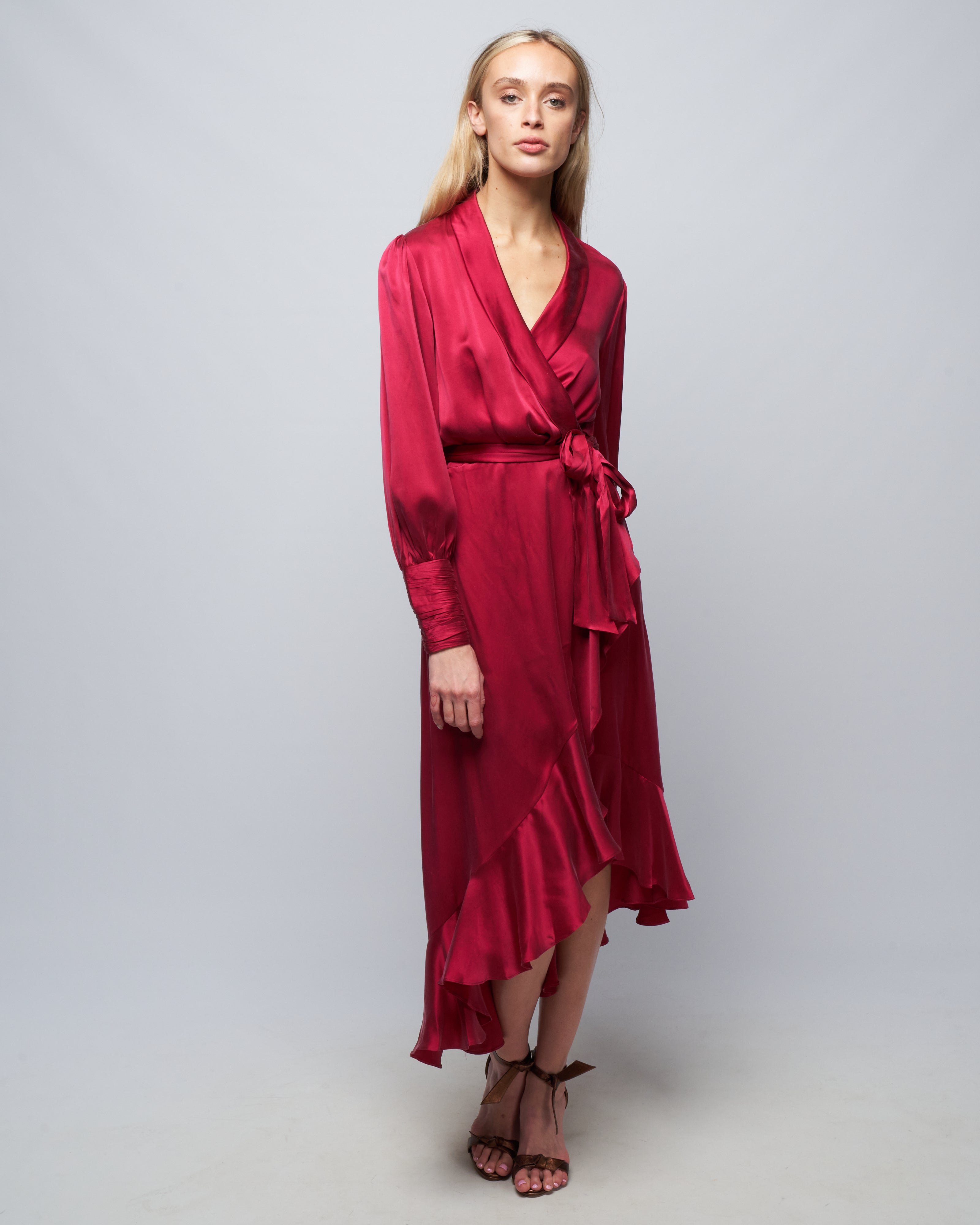 Zimmermann Silk Wrap Midi Dress Berry – scarpa