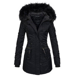 women's trench coat with fur hood