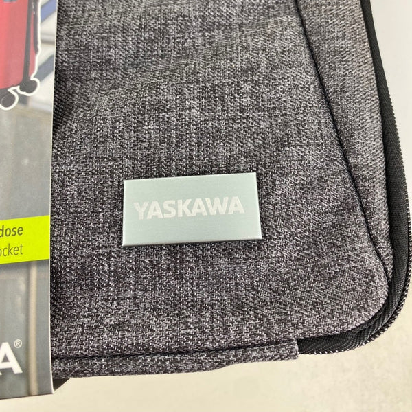 Troika Laptop backpack rebranded to client's brand via engraveable plate