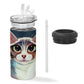 Insulated Stainless Steel Slim Can Cooler - Cat Designs | 10 Adorable Cartoon Pet Portrait Deisgns
