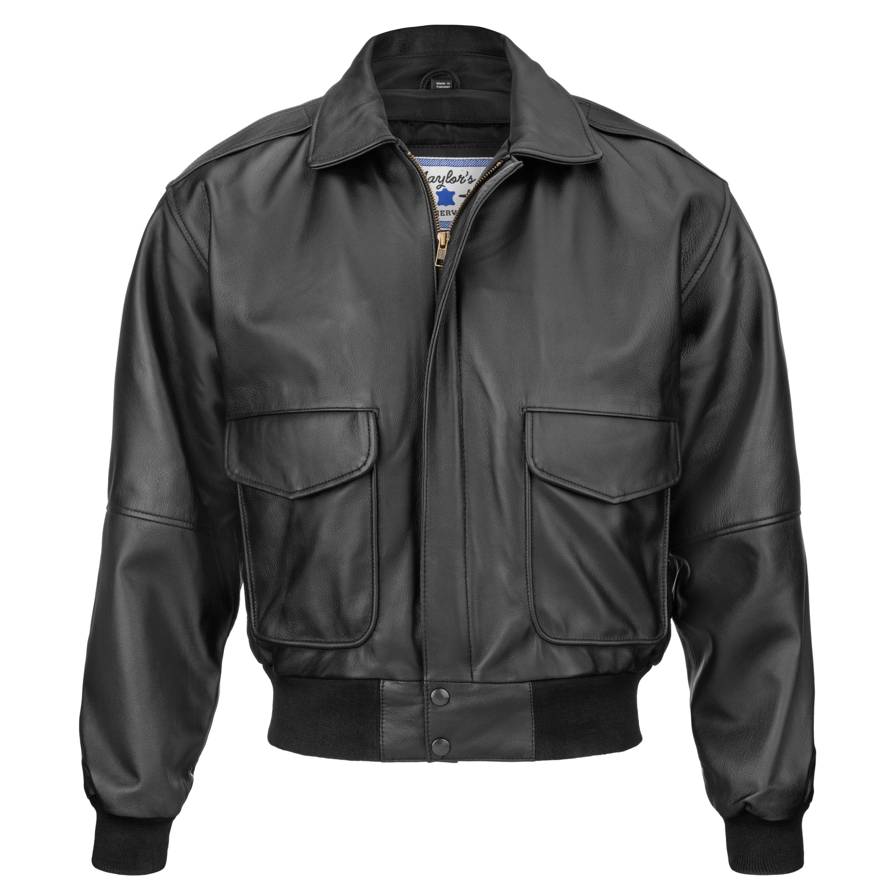 N143 Vintage Bomber Style Black Goatskin Flight Jacket – Taylor's Leatherwear, Inc.