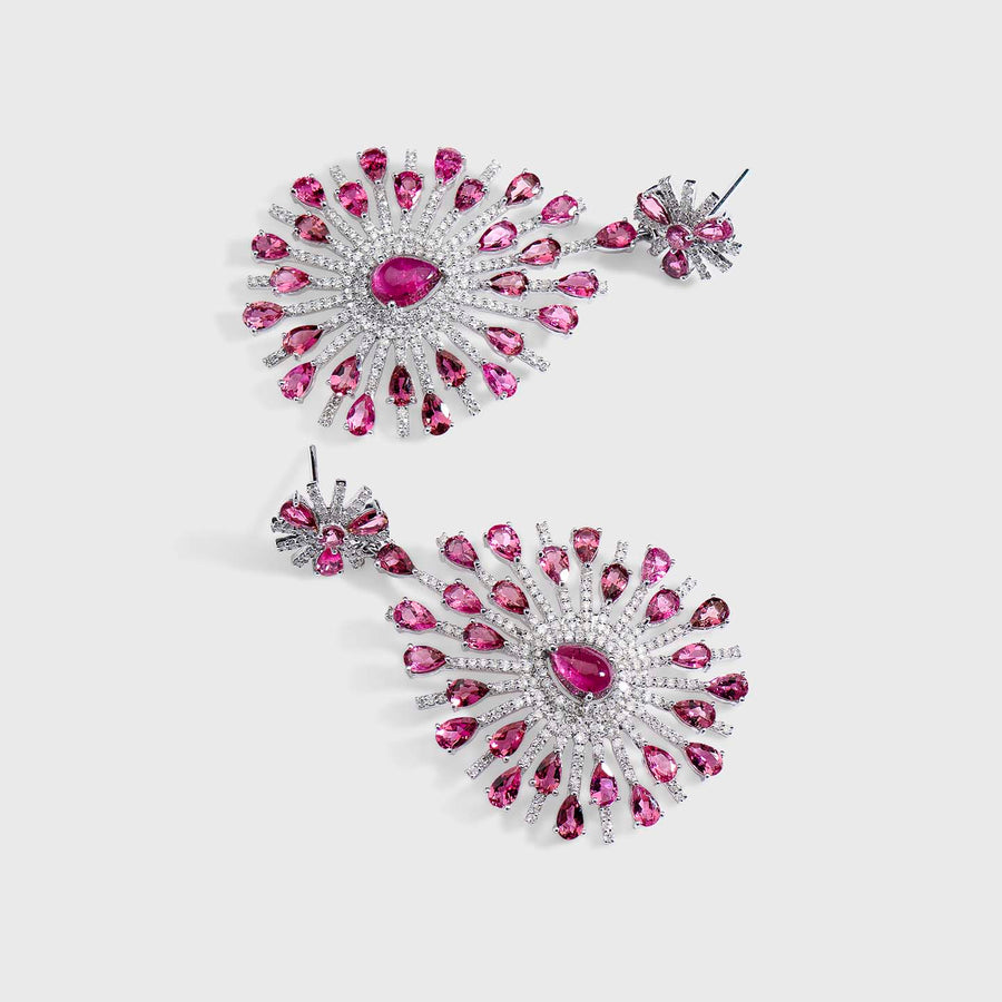 Visphota Pink Tourmaline and Diamond Earrings