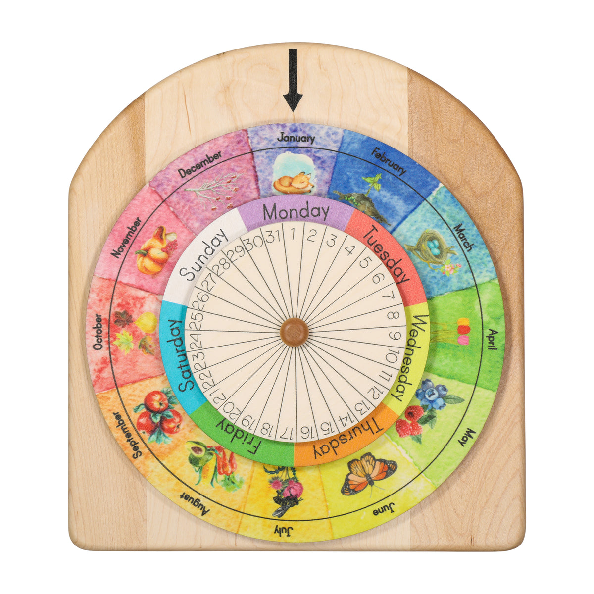 Wheel of the year wooden perpetual calendar nature calendar desk