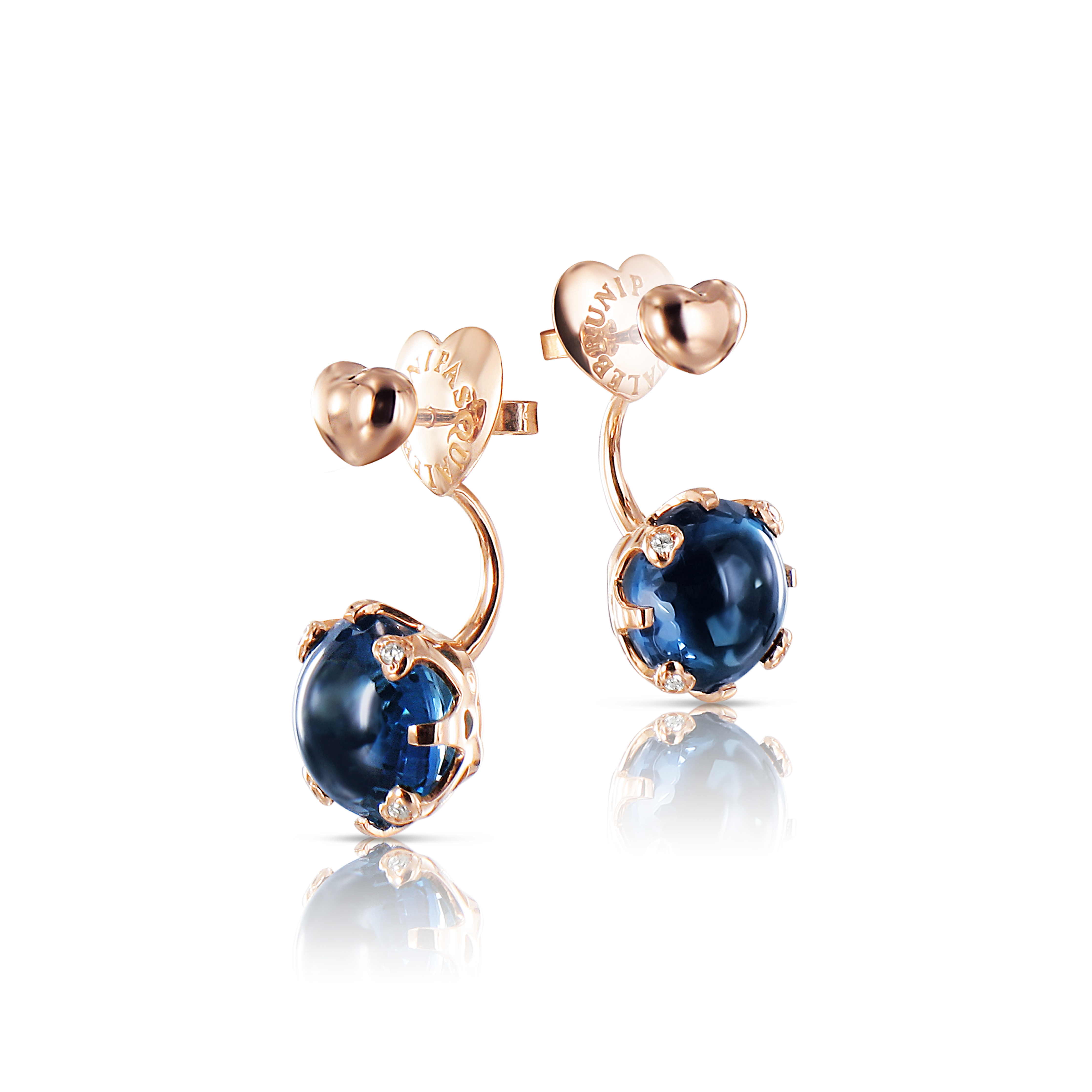 18k Rose Gold Sissi Earrings with London Blue Topaz and Diamonds ...