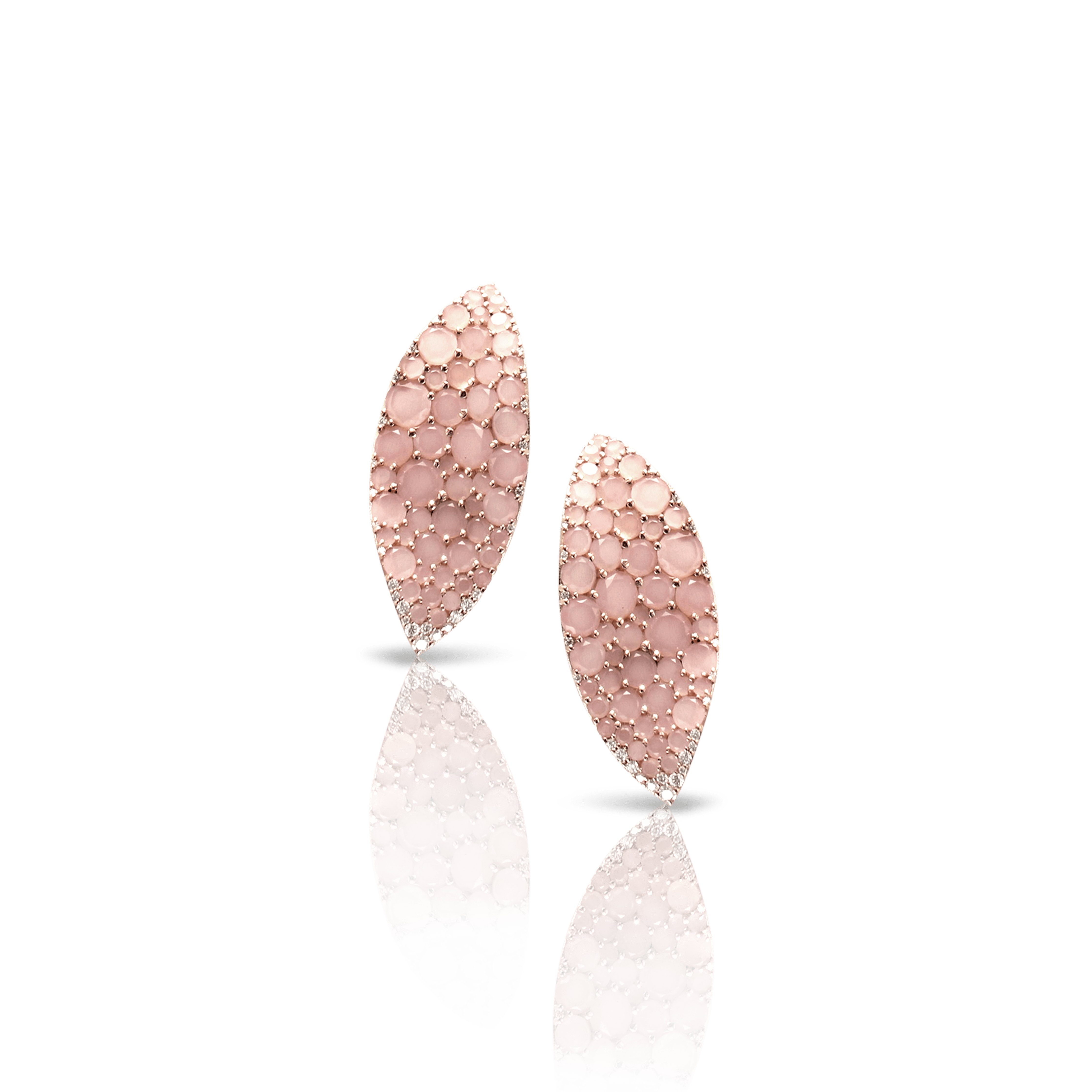 18k Rose Gold Lakshmi Earrings with Pink Chalcedony and Diamonds ...