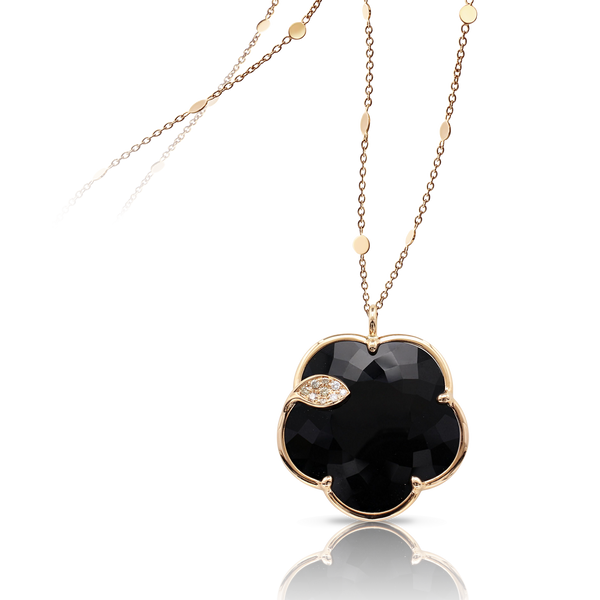 TON for yo】Onyx pearl mix necklace-