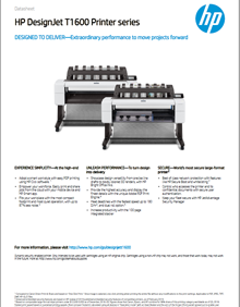 HP DesignJet T1600 Printer Spec Sheet Image