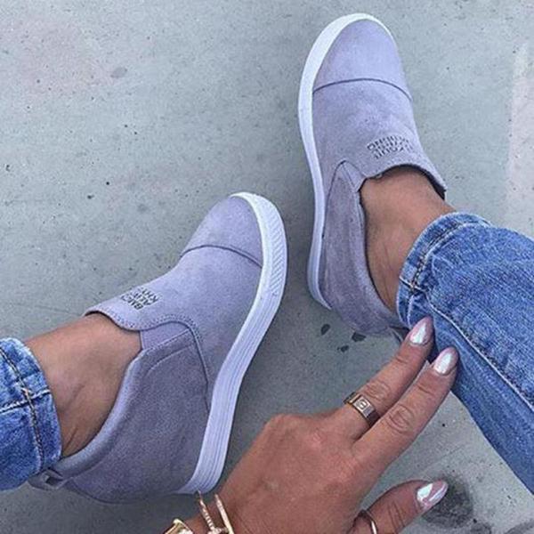 letter slip on faux suede wedge heel sneakers