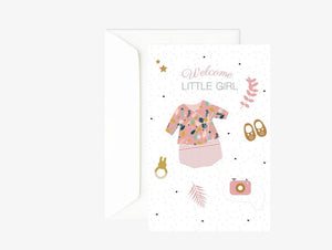 Carte Double De Naissance Pour Un Bebe Fille Carte De Bienvenue