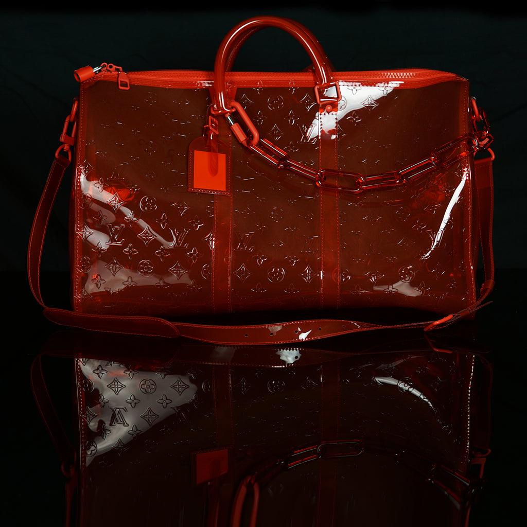 Louis Vuitton x Virgil Abloh Monogram PVC Prism Keepall Bandouliére 50 For  Sale at 1stDibs