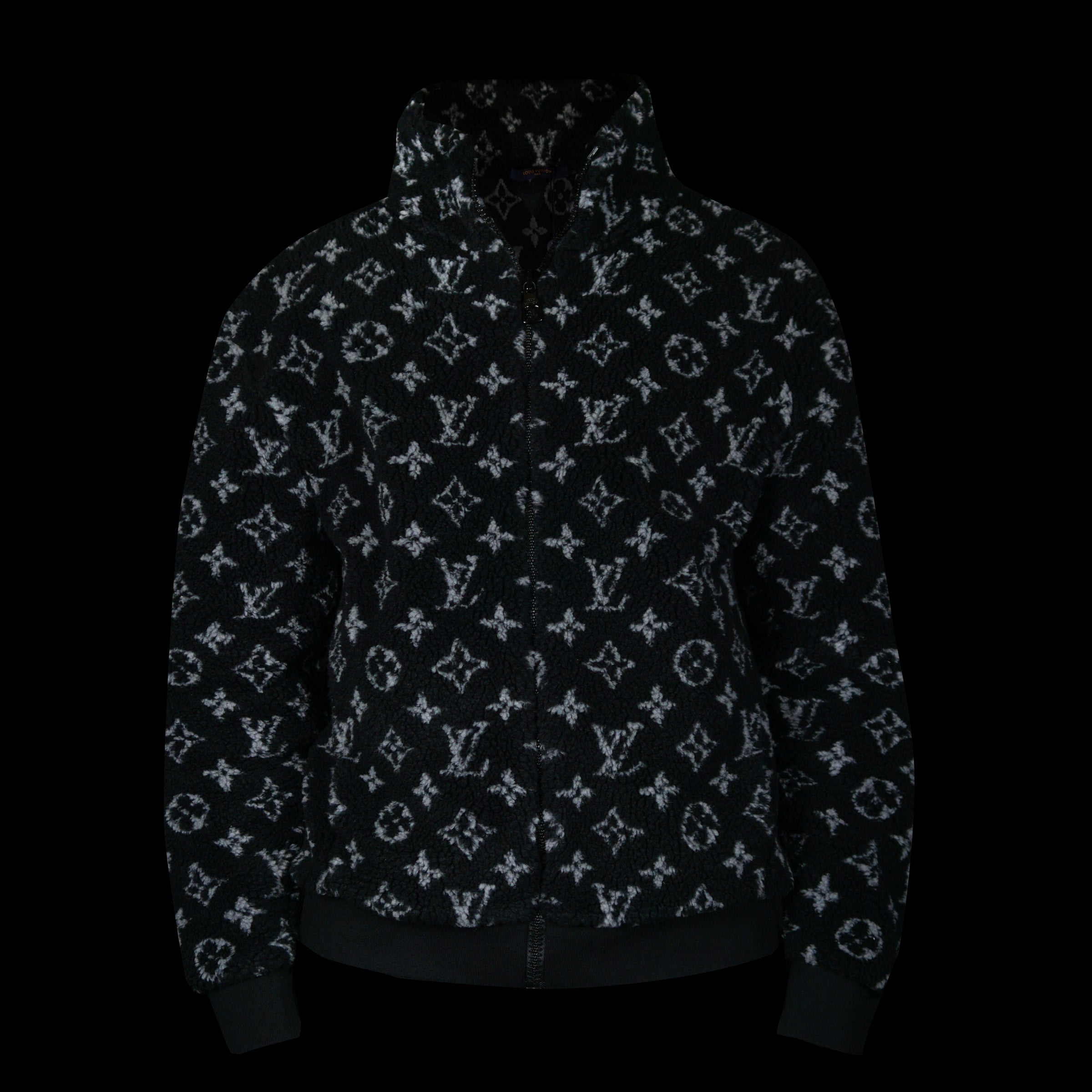 Louis Vuitton Black Monogram Fleece Zip Up Jacket