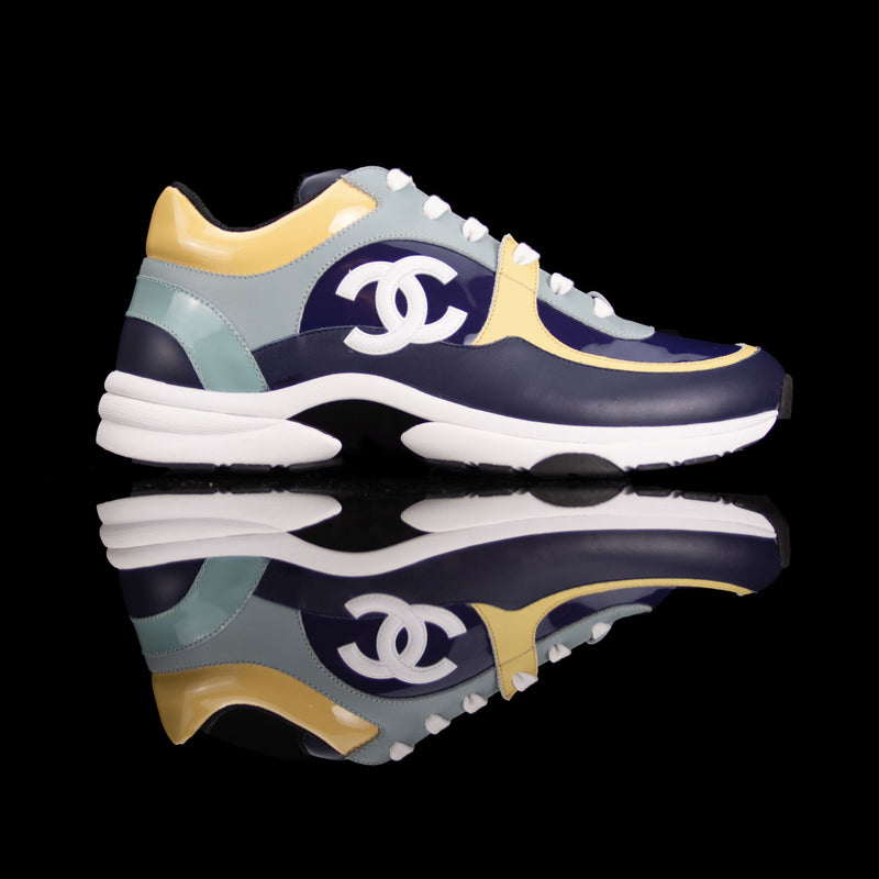 chanel sneakers blue and yellow