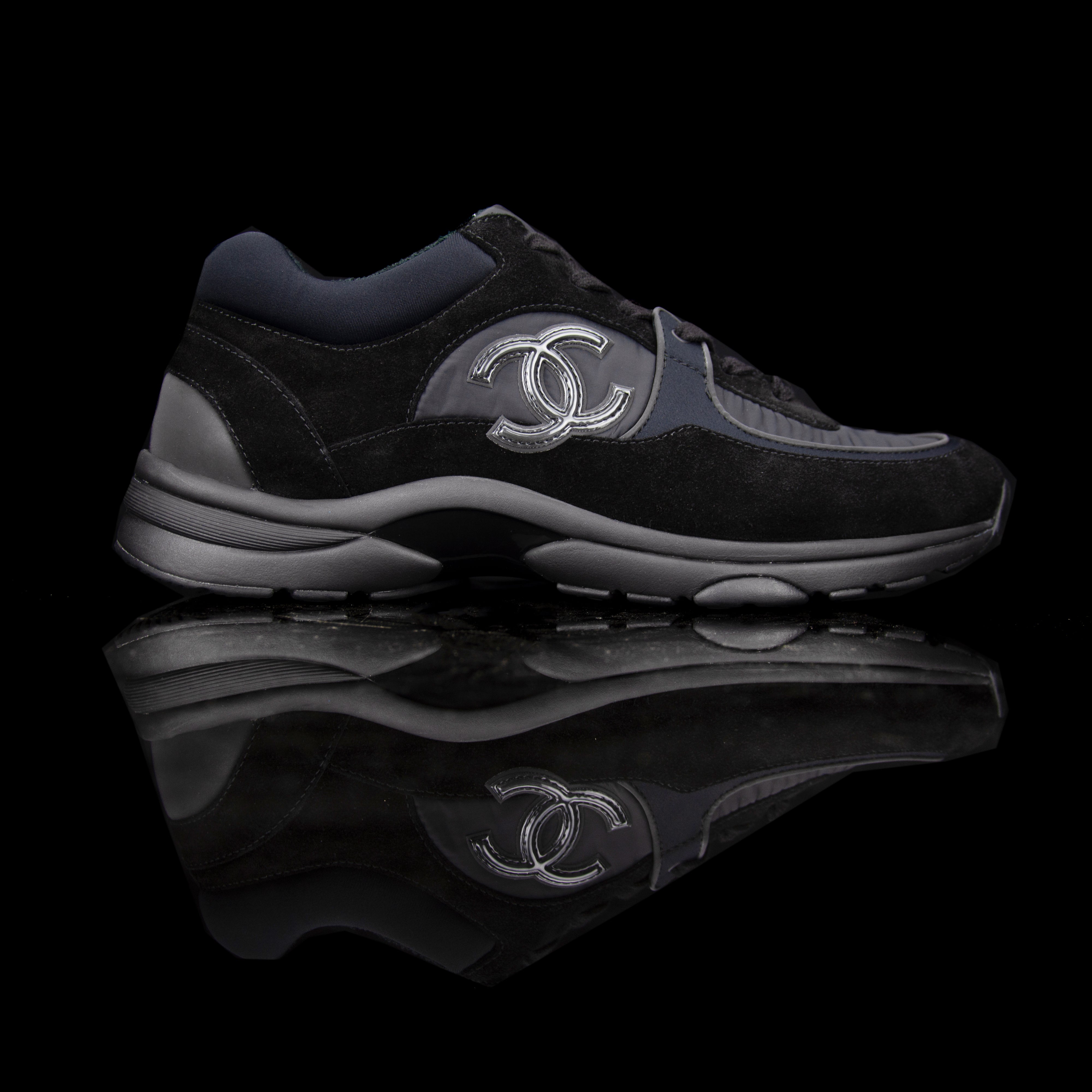 Chanel Black Suede And Nylon CC Low Top Sneakers Size 36 Chanel  TLC