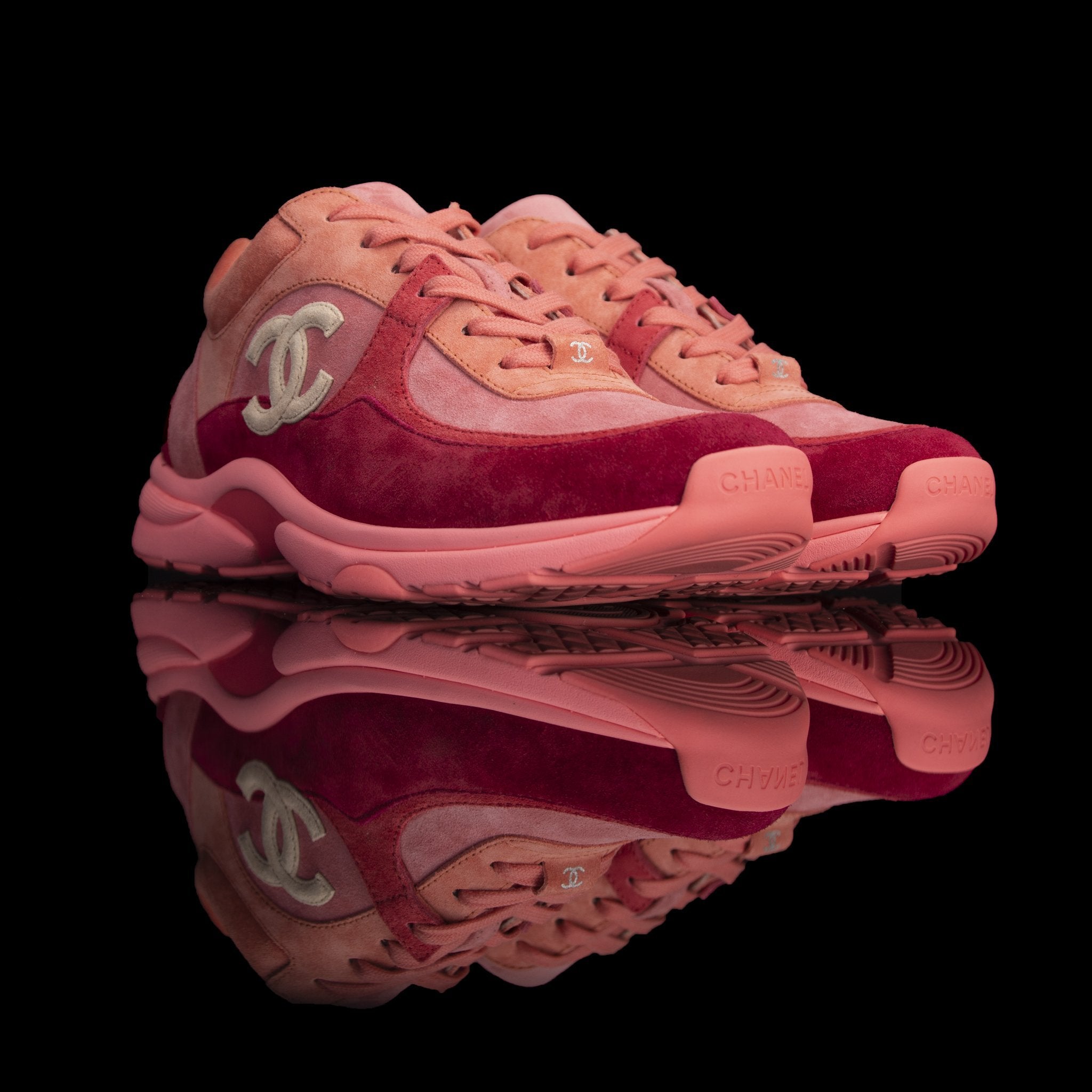 coral chanel sneakers