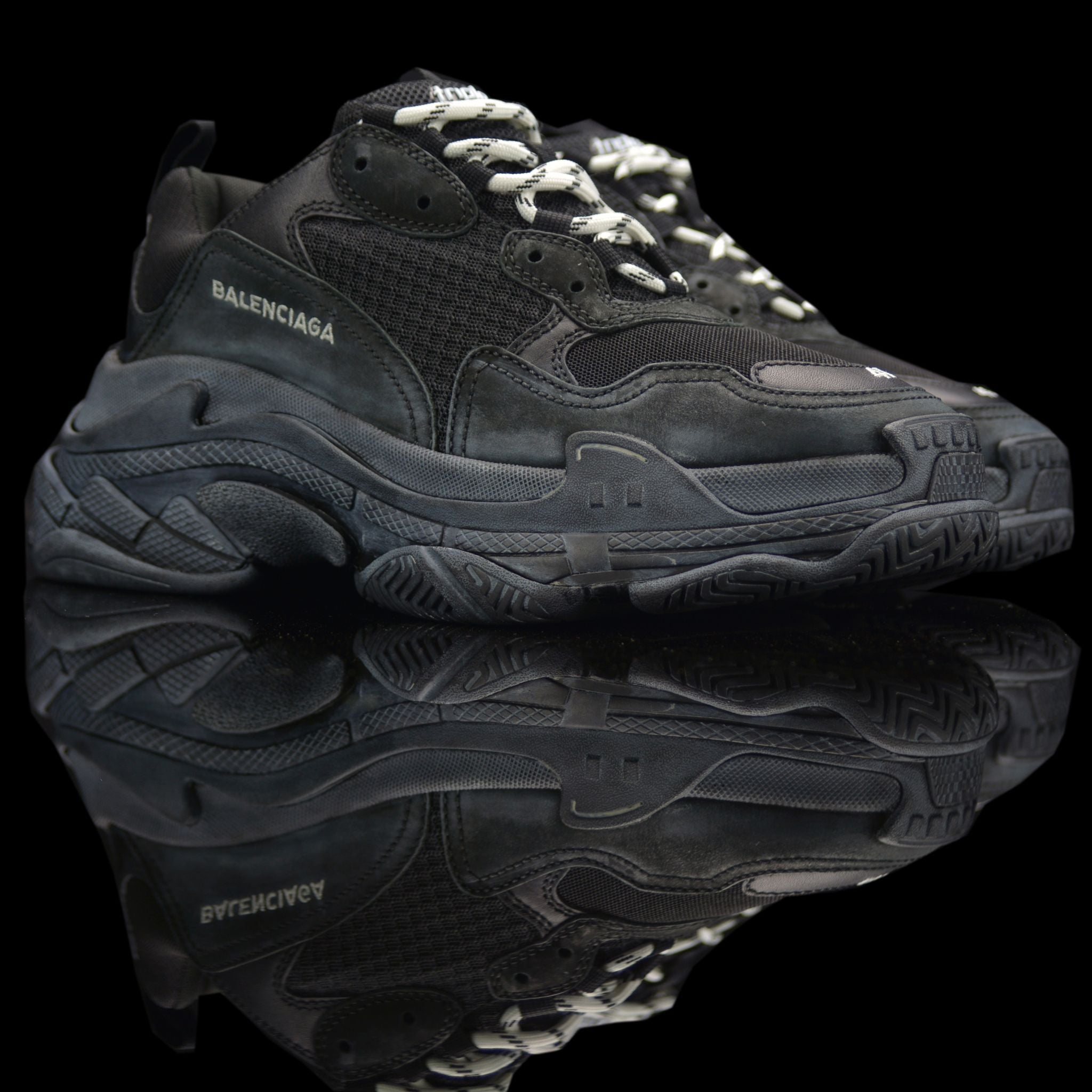 Balenciaga Triple S Clear Sole Sneakers in Black Polyamide Leather  ref868854  Joli Closet