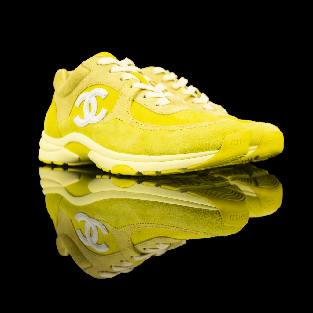 yellow suede chanel sneakers