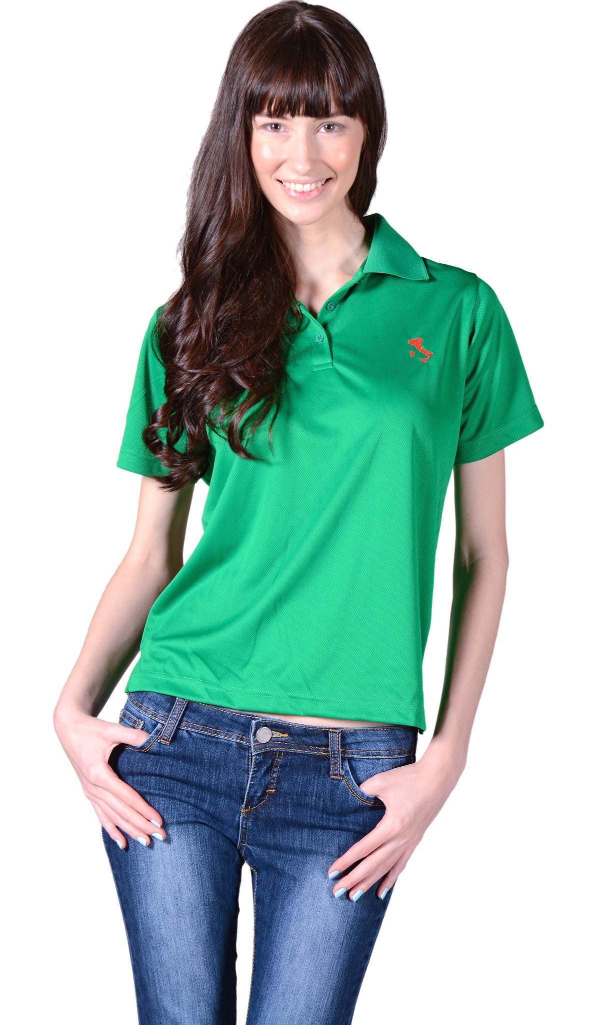 ladies green polo shirt