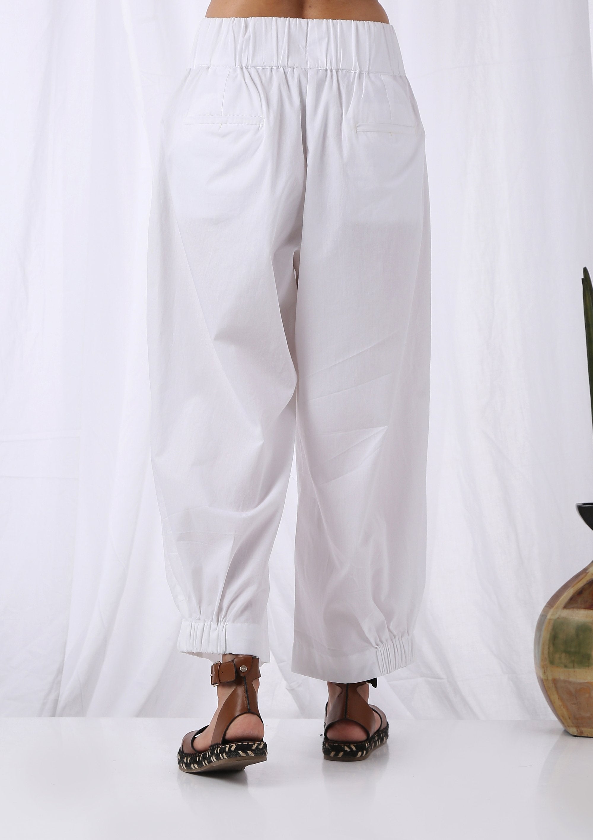 High waist pleated pants -white – Vasstram