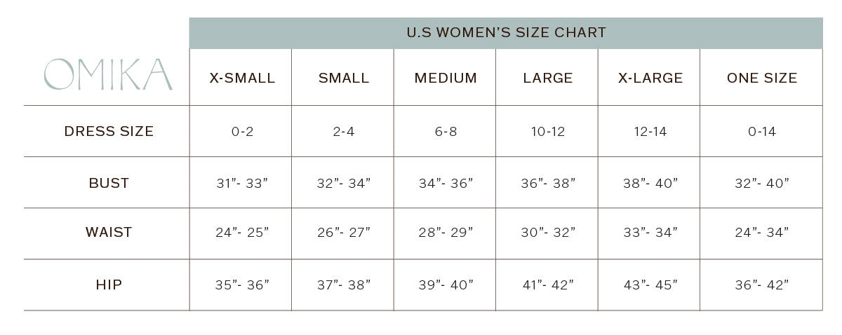 Omika Size Chart