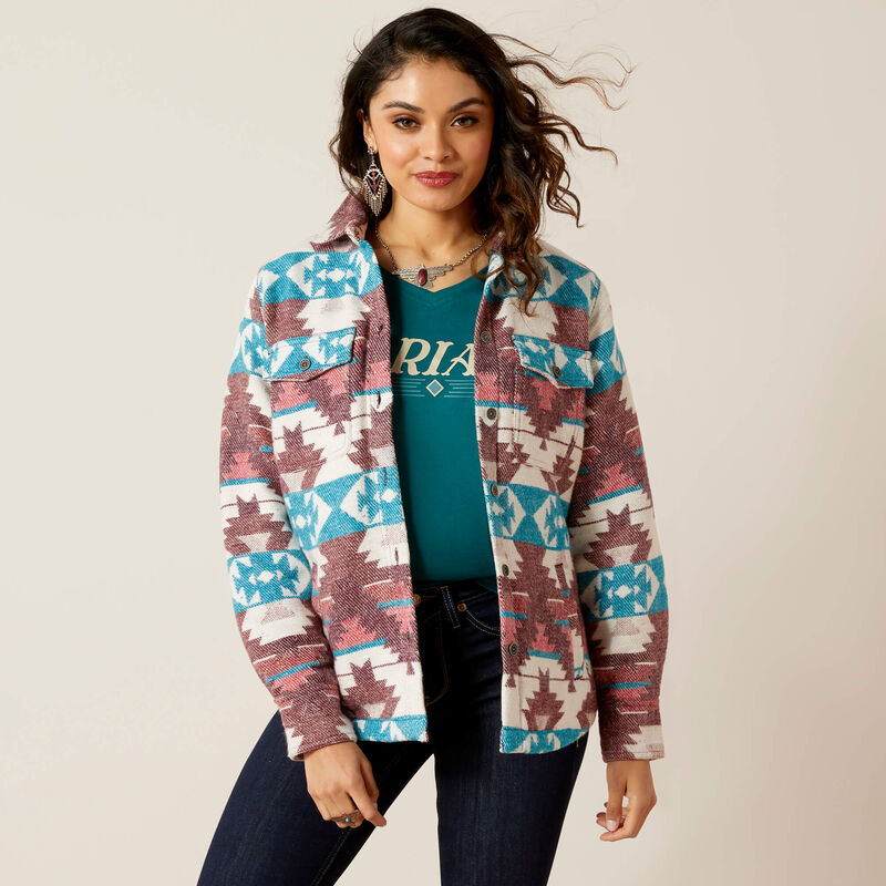 Women's Wrangler Retro Pink Aztec Shacket | Let's Ride Boots and