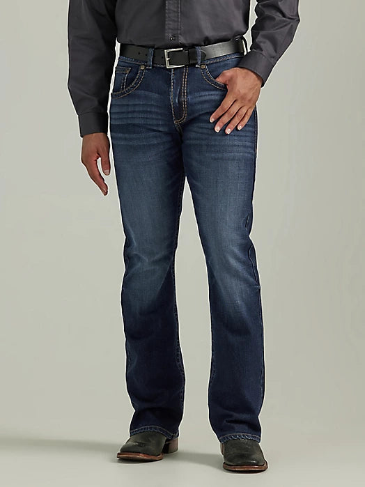 Men s Wrangler Rock 47 Slim Bootcut Jean Let s Ride Boots and